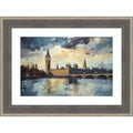 Cityscape And Bridge By Tradelink Inhouse Artist Wood Framed Wall Art Print Cottage Grey Silver