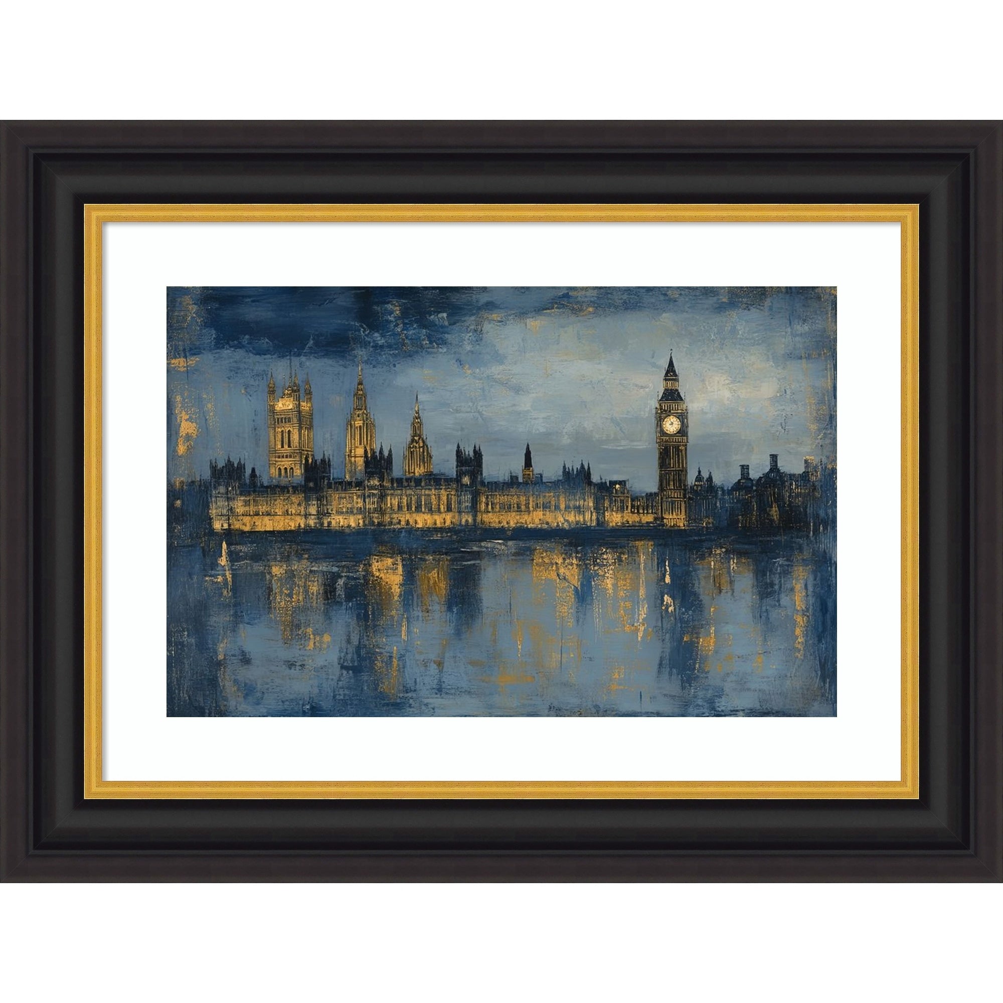 Cityscape At Night By Tradelink Inhouse Artist Wood Framed Wall Art Print Sierra Black Brown