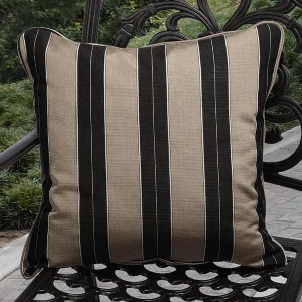 Clara Indoor Outdoor Brown Black Stripe Pillows Made With Sunbrella Set Of 2