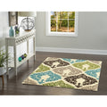 Power Loomed Claremont Damask Blue Cream Polypropylene Rug 8 X 10 8 X 102