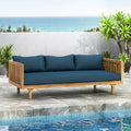 Claremont Outdoor 3 Seater Acacia Wood Daybed By Christopher Knight Home