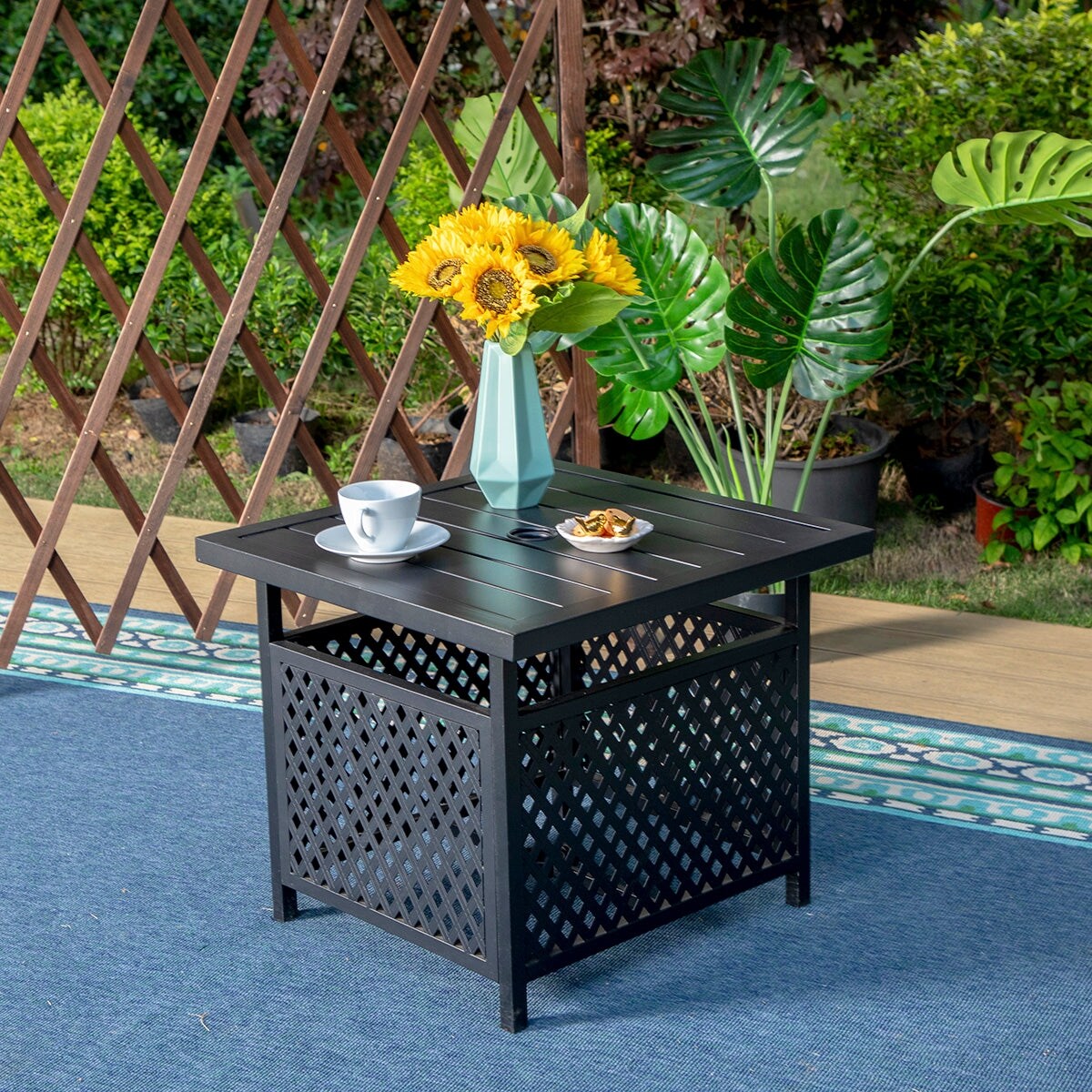Havenside Home Claribelle Square Side Table With Umbrella Hole