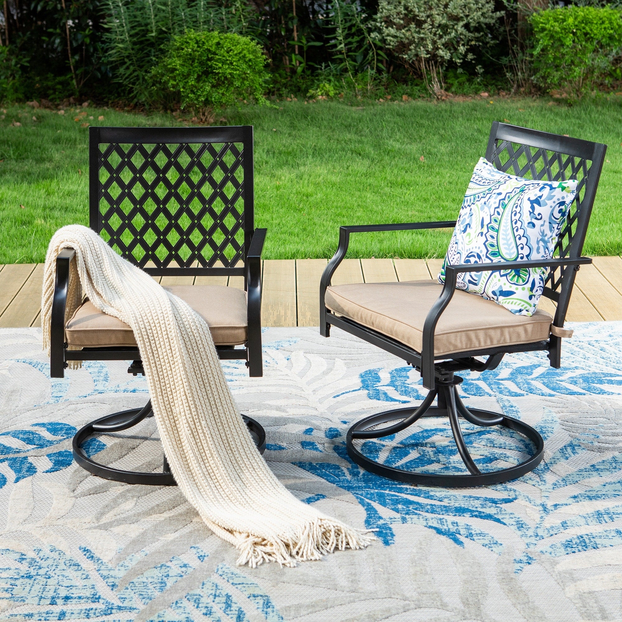 Havenside Home Claribelle Swivel Patio Rocker Dining Chairs Set Of 2