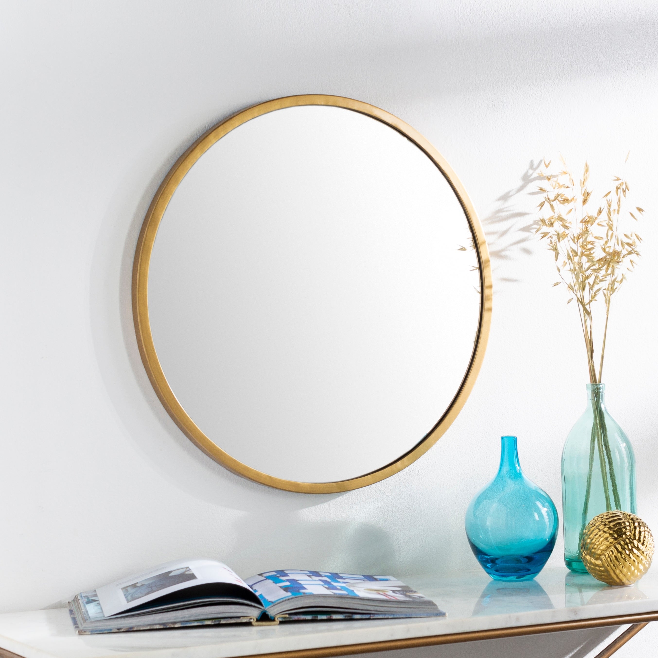 Clarissa Classic Modern Gold 22 Inch Round Mirror 22 H X 22 W