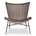 Clarity Outdoor Accent Chair Wingback Iron Frame Synthetic Wicker Uv Fade Resistant Brown