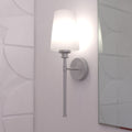 Clark 1 Light Satin Nickel Bathroom Wall Sconce White Glass 5.25 In. W X 19 In. H X 7 In. D