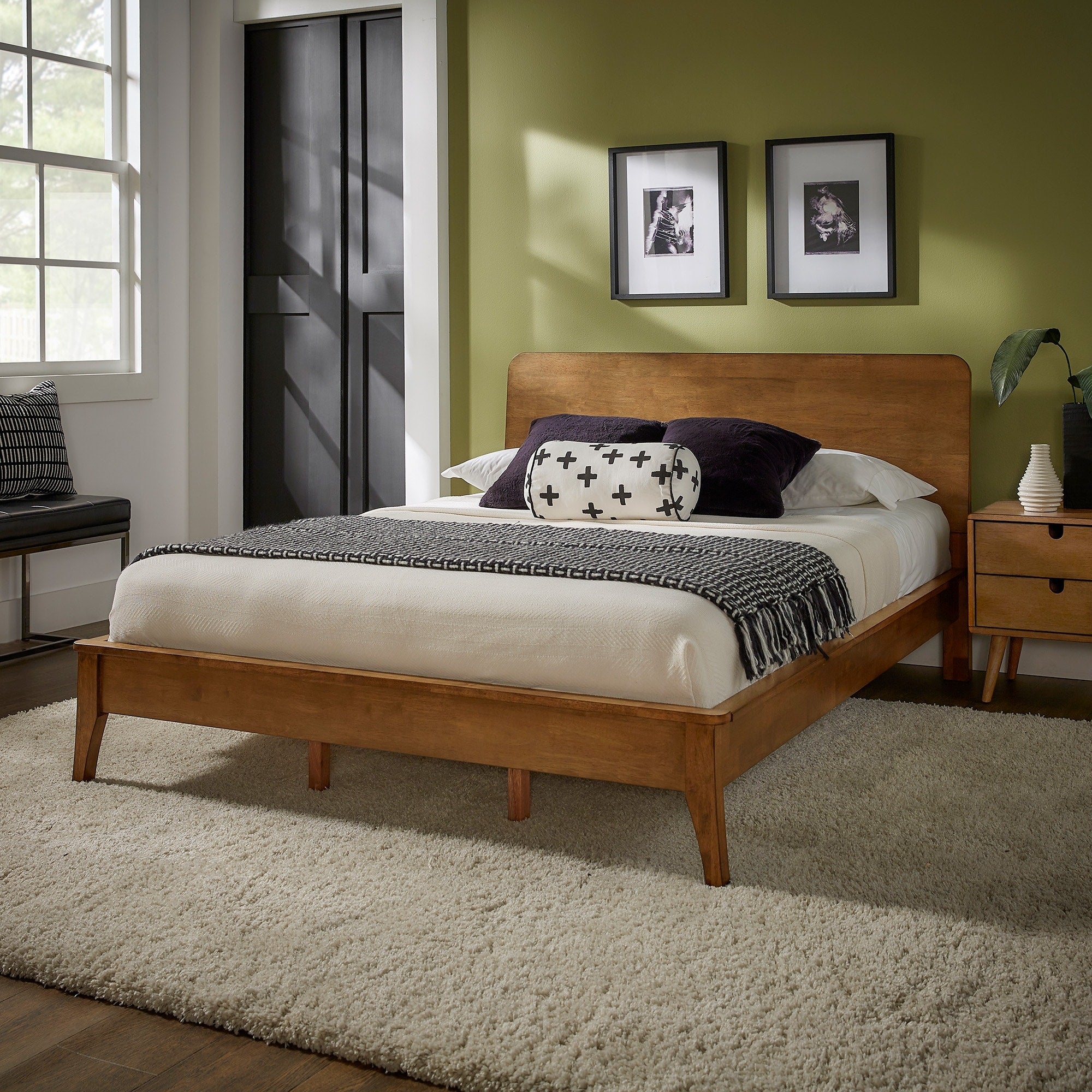 Clark Oak Finish Wood Platform Bed By Inspire Q Modern