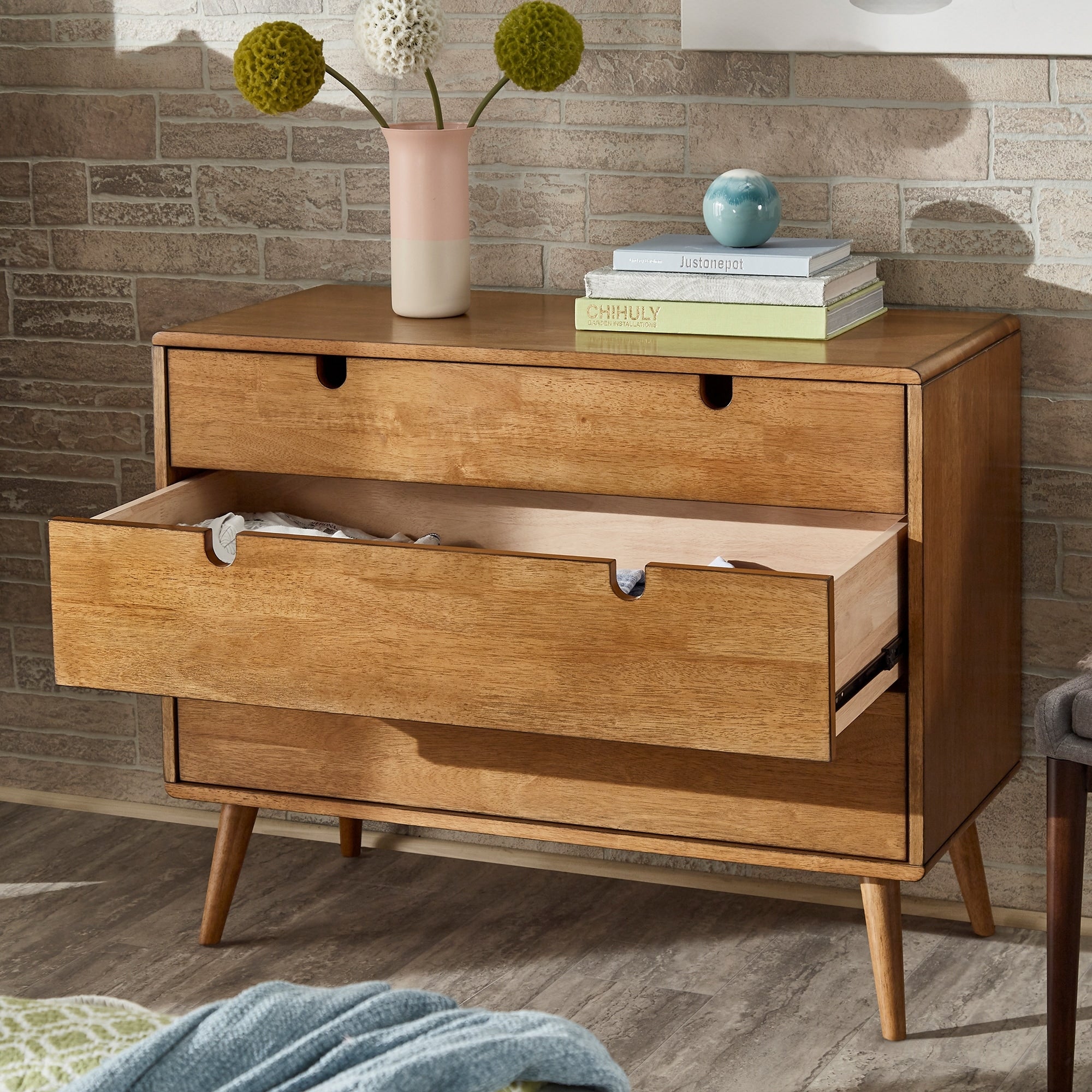 Clark Oak Finish 3 Drawer Dresser By Inspire Q Modern