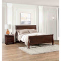 Classic 3Pc Bed Two Nightstands Dark Cherry Finish Bedroom Set