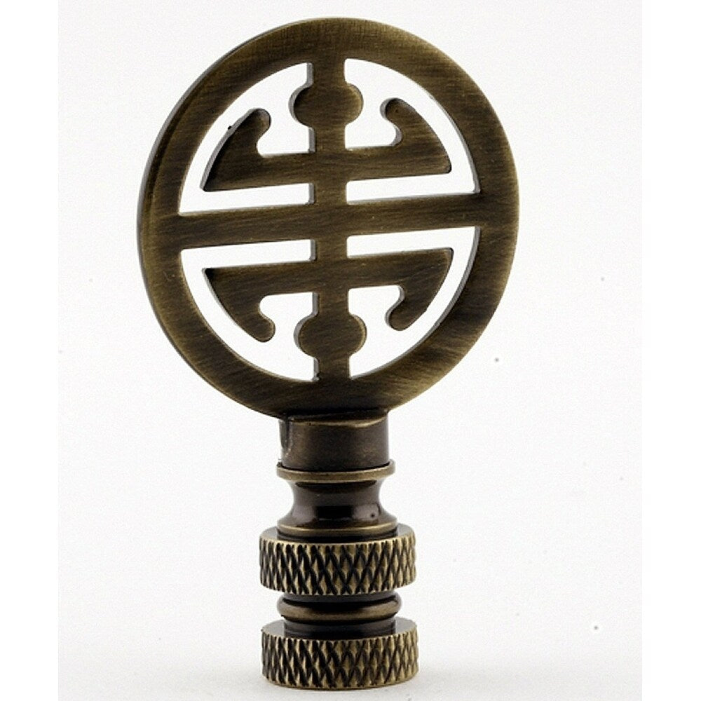 Classic 4 Blessings Asian Lamp Finial Antique Brass Metal 2.25 H