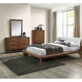 Classic 4 Piece Walnut Finish Wooden Bedroom Furniture Set
