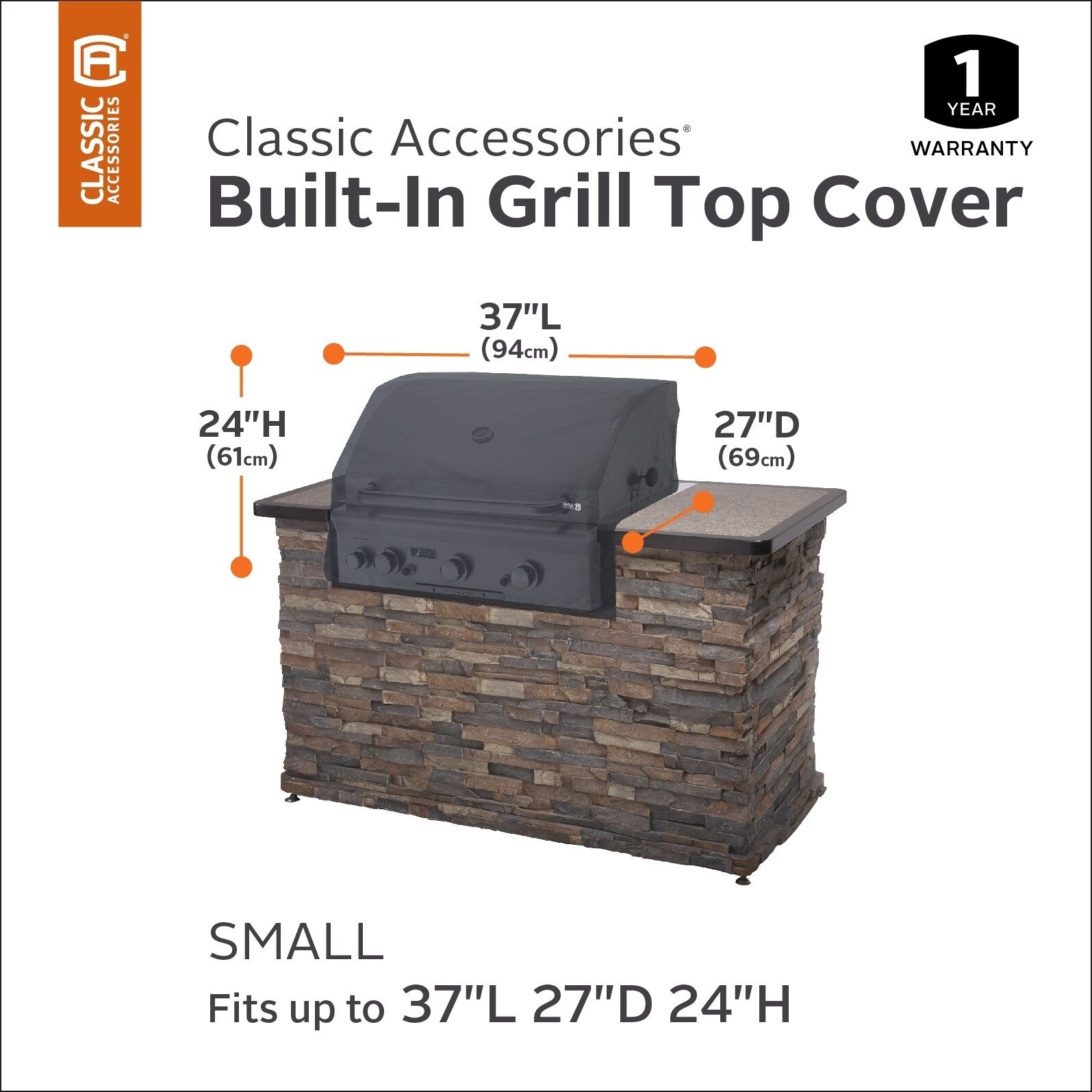 Classic Accessories Black Cover For Built In Grills