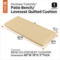 Classic Accessories Montlake Fadesafe Rectangle Settee Bench Seat Quilted Cushion Lounge Cushion
