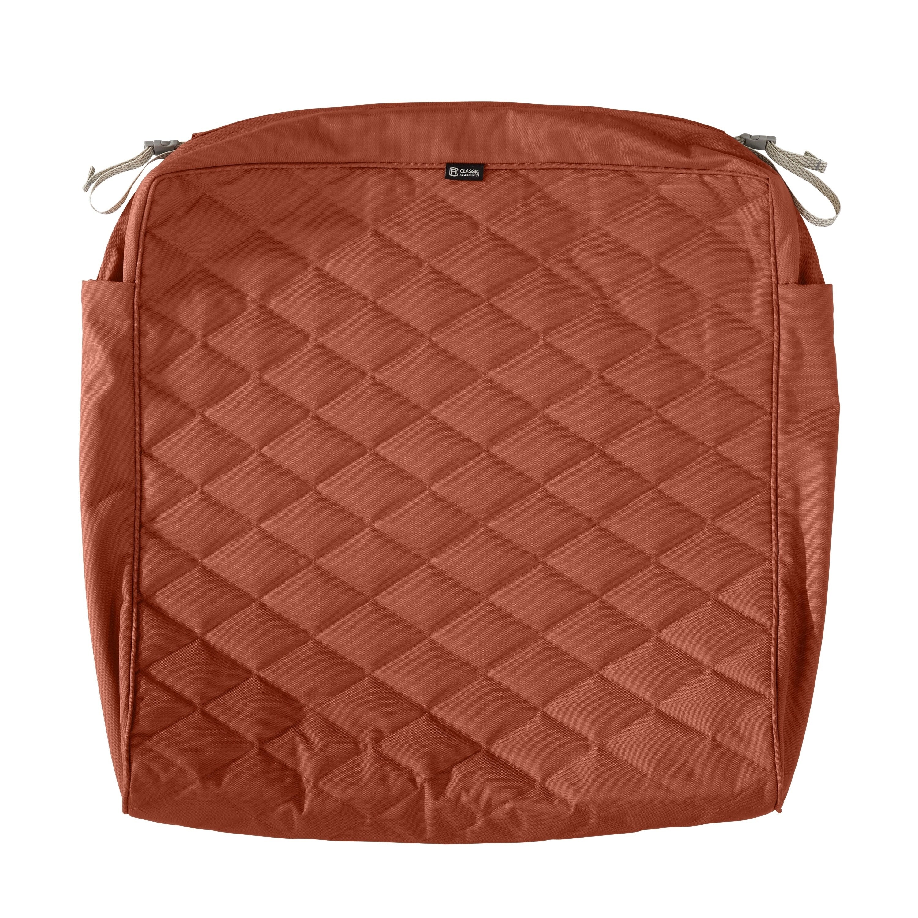 Classic Accessories Montlake Fadesafe Square Rectangle Seat Quilted Lounge Cushion Cover Spice