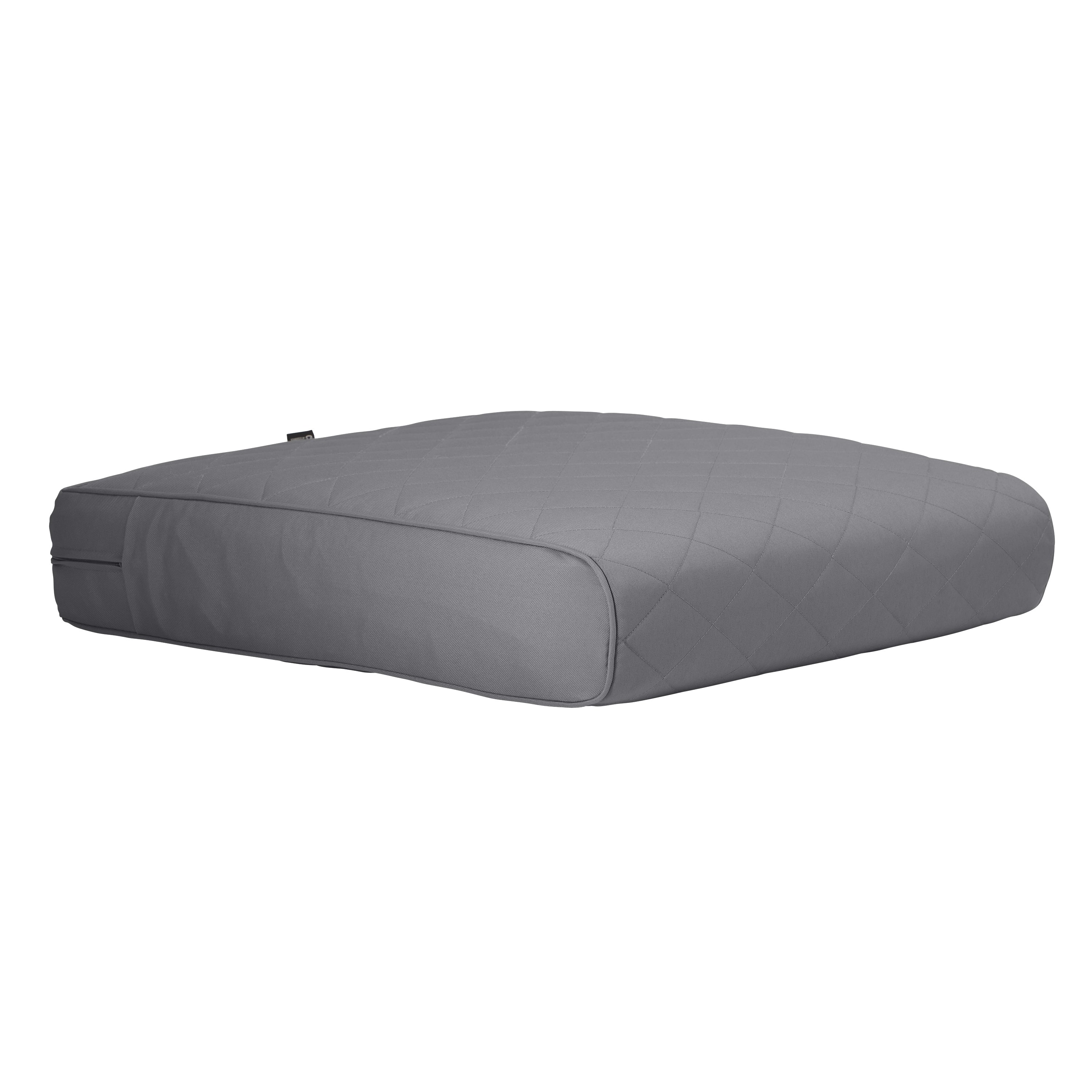 Classic Accessories Montlake Fadesafe Square Rectangle Seat Quilted Lounge Cushion Cover Grey