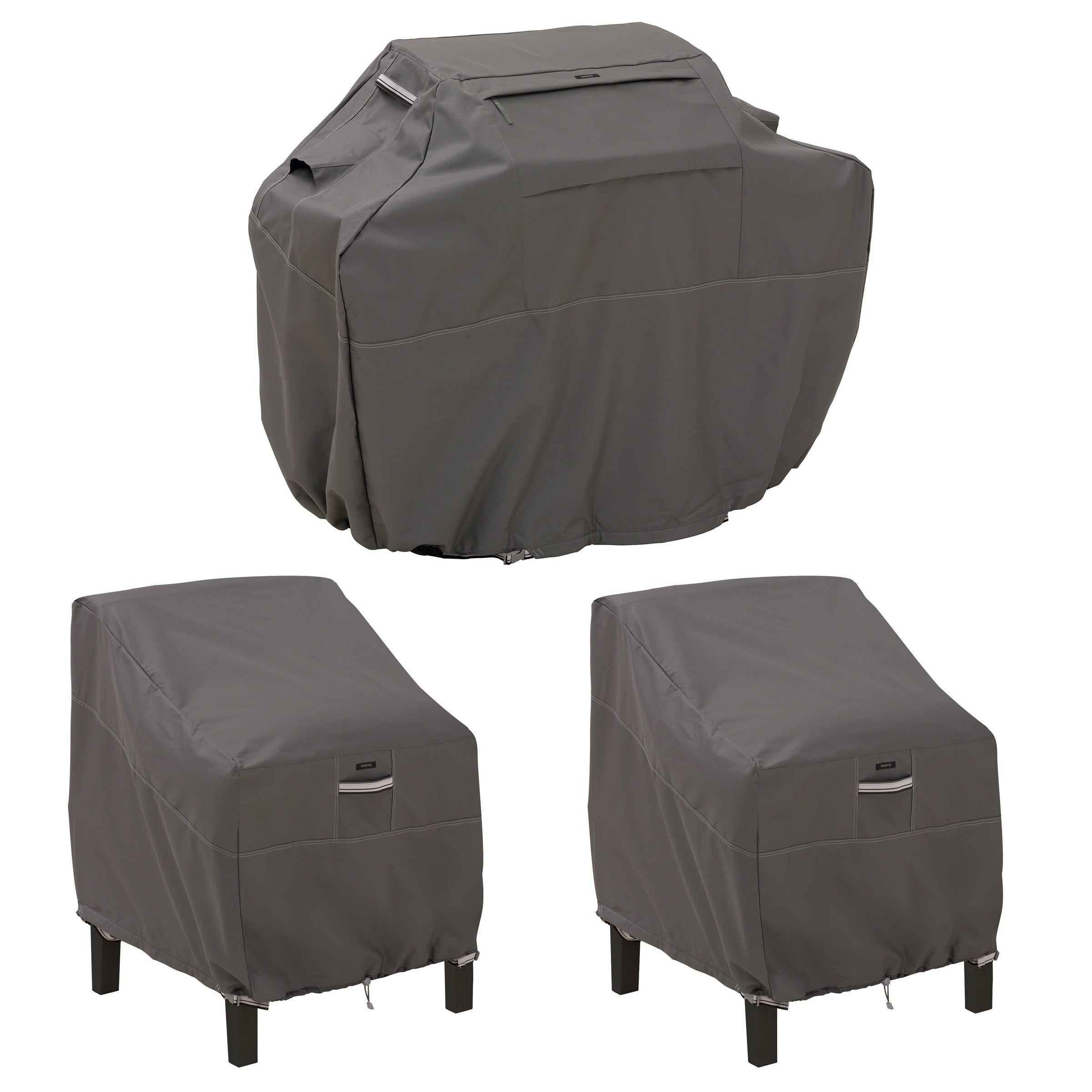 Classic Accessories Ravenna Water Resistant 64 Inch Bbq Grill Cover And 38 Inch Patio Lounge Chair Cover Bundle