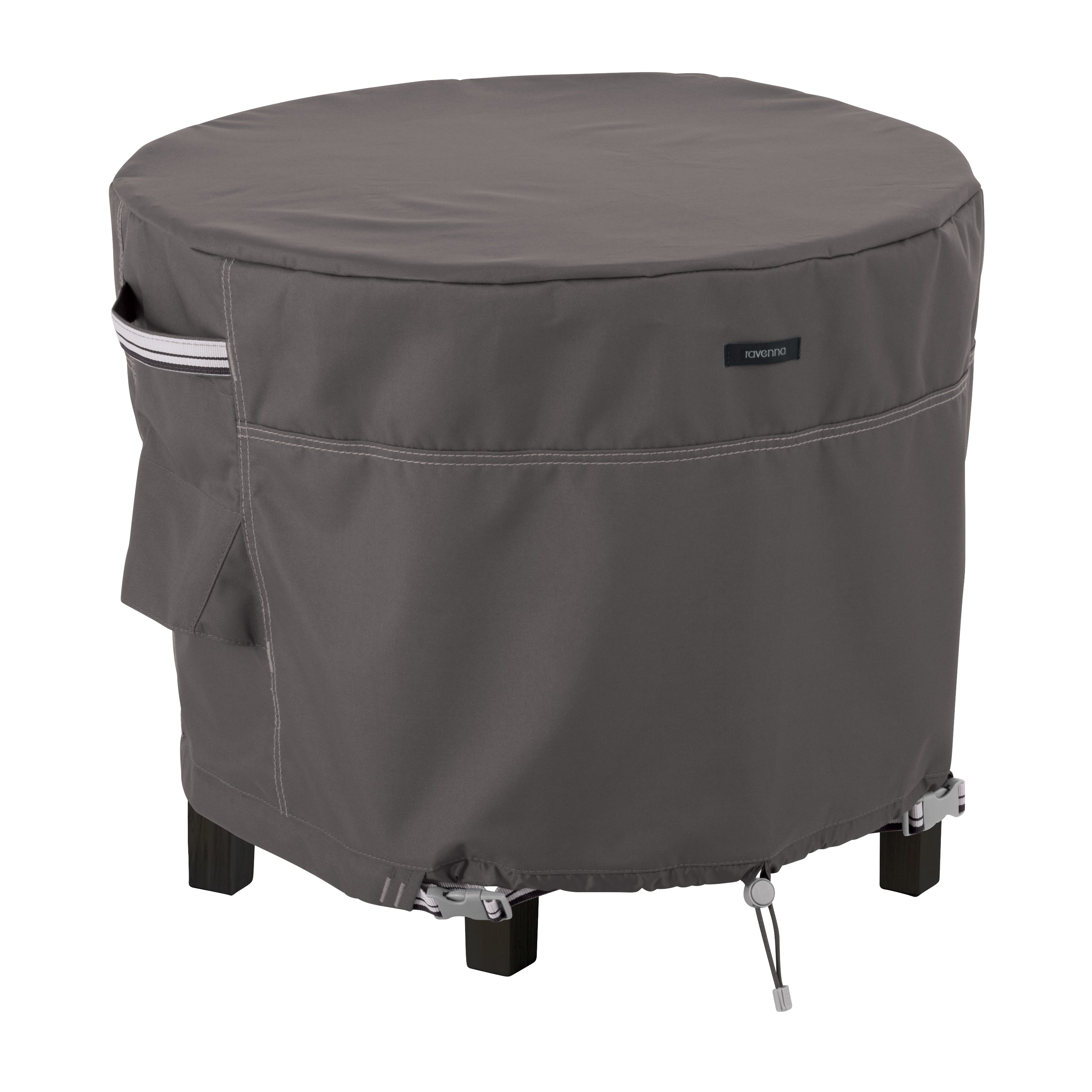 Classic Accessories Ravenna Round Patio Ottoman Table Cover Premium Outdoor Furniture Cover With Water Resistant Fabric