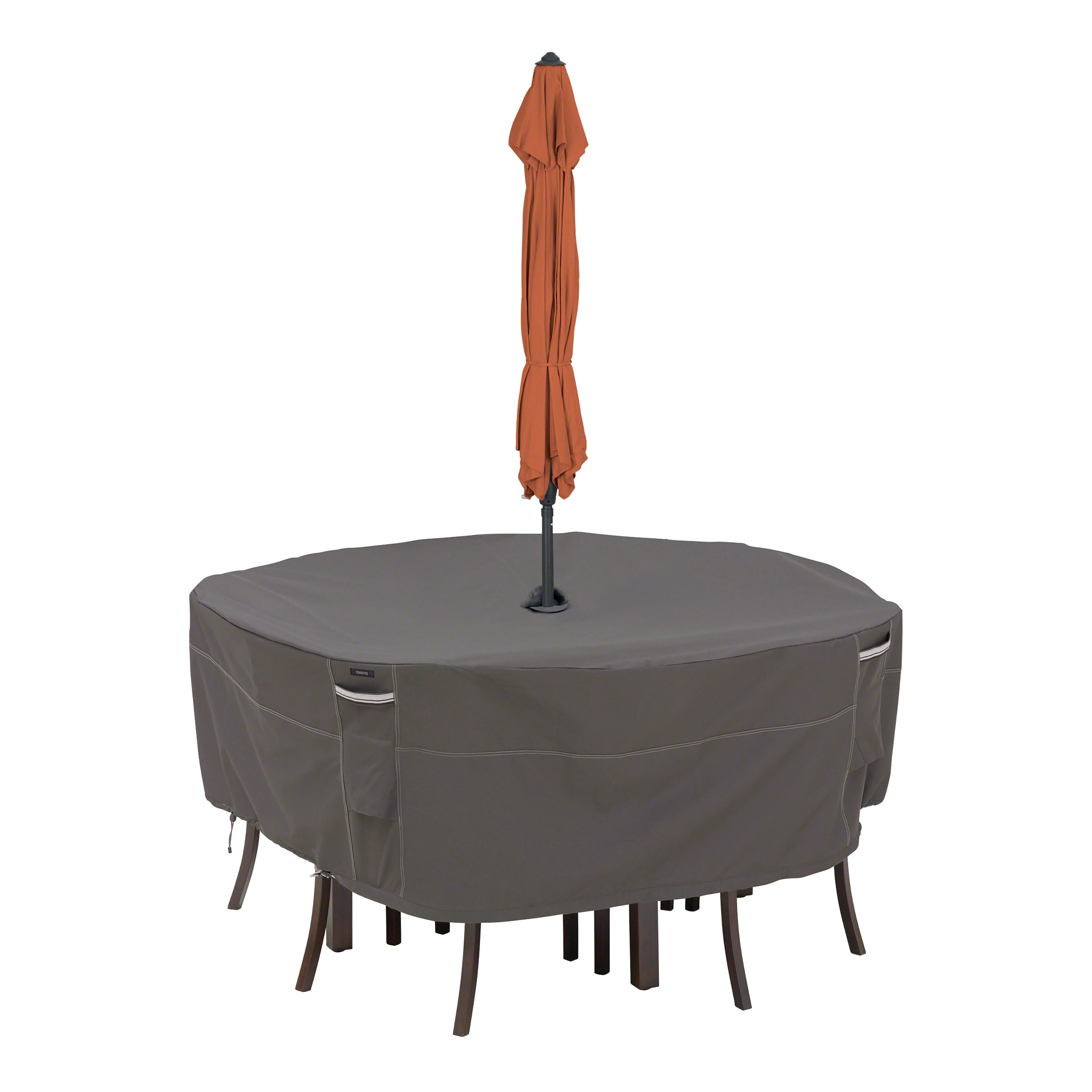Classic Accessories Ravenna Round Patio Table Chair Set Cover With Umbrella Hole