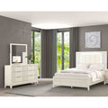 Classic Antique White Finish Led Bed Dresser Mirror Solid Wood Bedroom Set