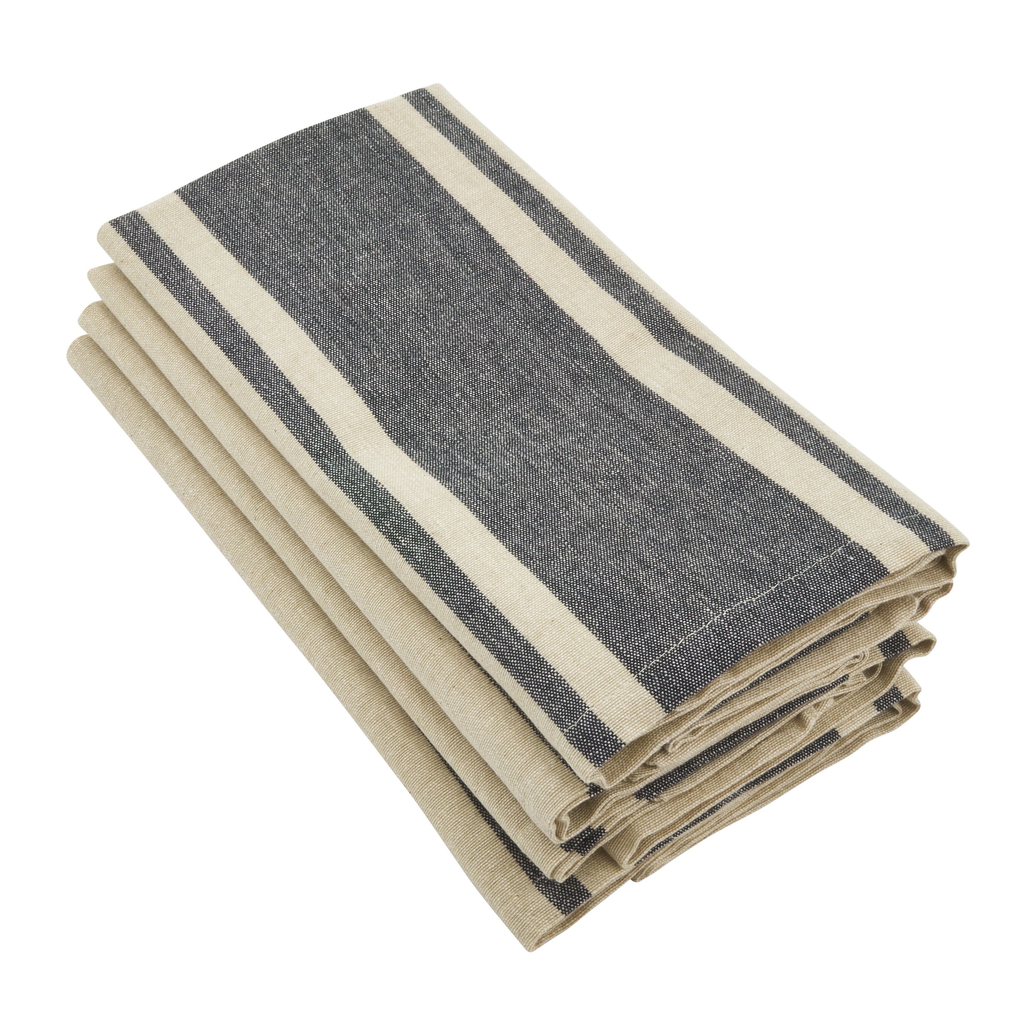 Classic Banded Stripe Design Cotton Napkin Set Of 4 Pcs