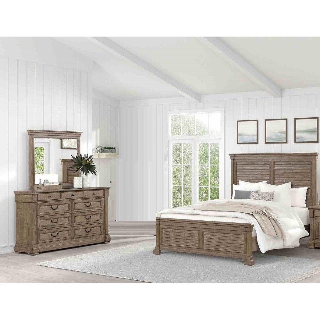 Classic Bed Dresser Mirror 3Pc Gray Finish Bedroom Set