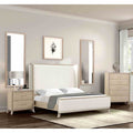 Classic Bedroom Set 3Pc Bed Chest Nightstand W Usb Ports Oak Finish