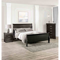 Classic Black Sleigh Bed Nightstand Chest 3Pc Bedroom Furniture Set