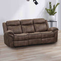 Classic Brown Faux Leather Sofa Recliner Manual 1Pc