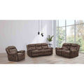 Classic Brown Faux Leatherette Living Room Recliner Sofa Furniture Set