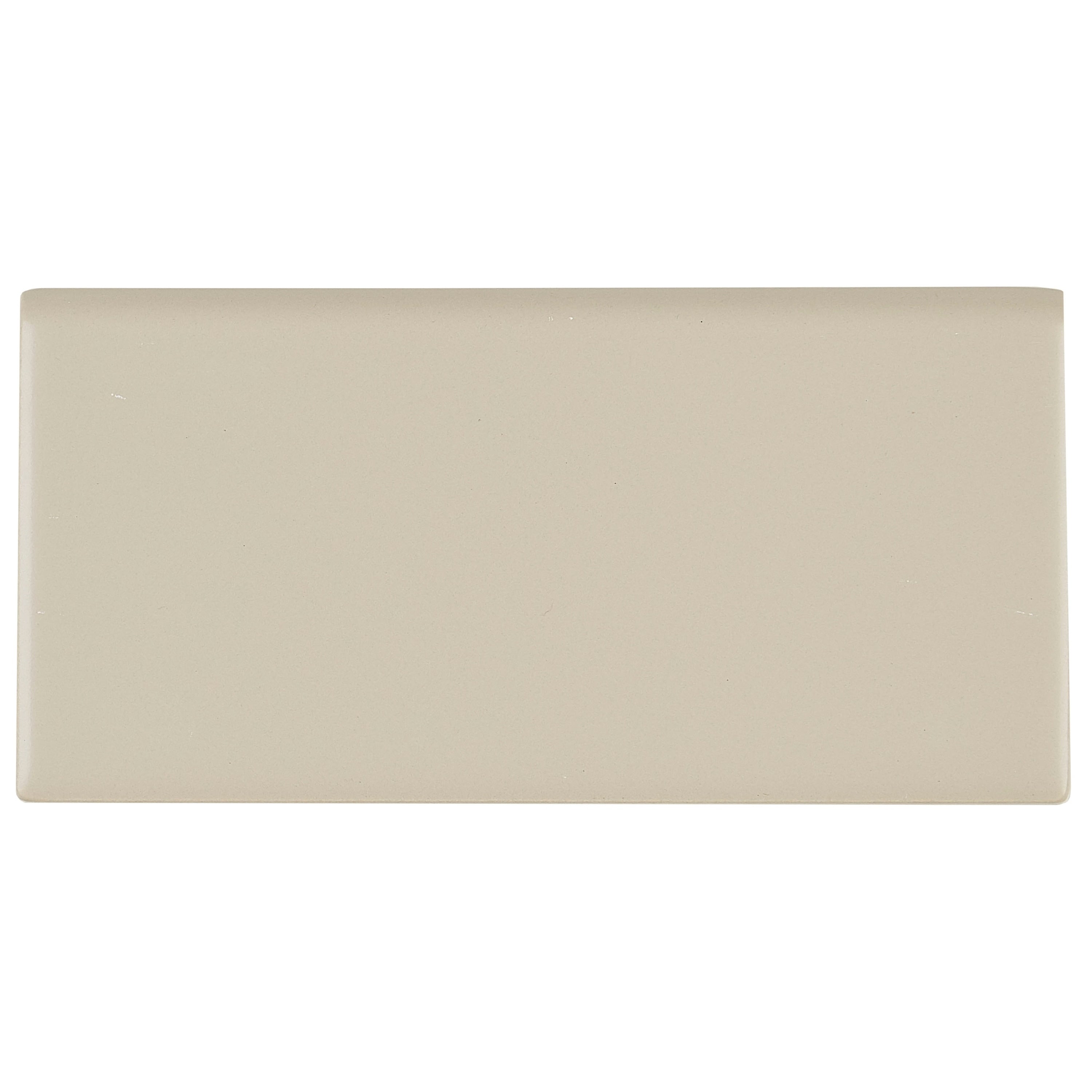 Classic Ceramic 3X6 Inch Bullnose 6 Inch Side In Matte Urban Putty 3X6