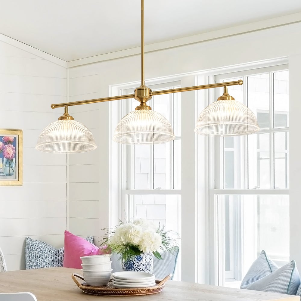 Classic Chic 3 Light Kitchen Island Dome Glass Pendant 37.4 In