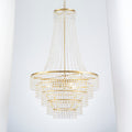 Classic Empire Crystal Beaded 3 Light Brass Chandelier For Living Room Dining Area 23.62 In. Dia X 37.01 In. H