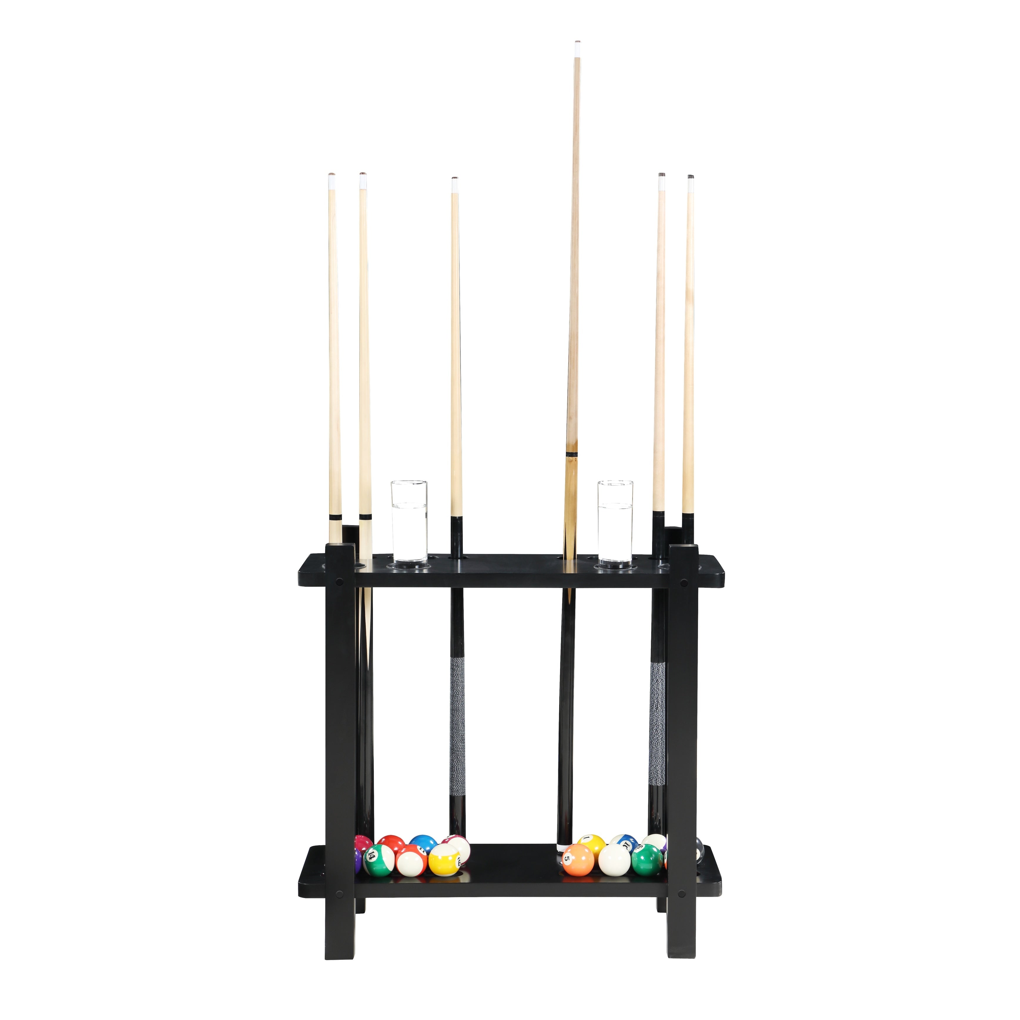 Classic Floor Billiard Pool Cue Rack Black Finish