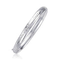 Classic Floral Carved Bangle In 14K White Gold 5.0Mm