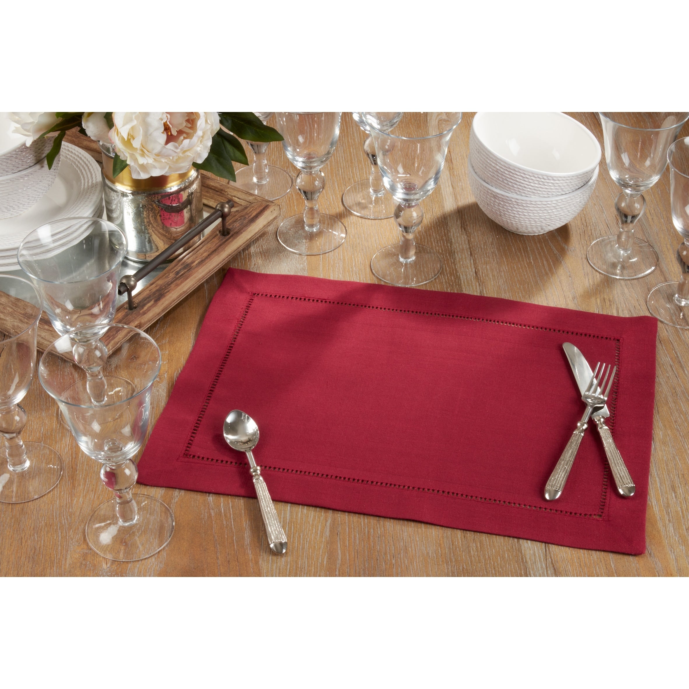 Classic Hemstitch Border Placemat Set Of 12