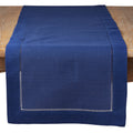 Saro Lifestyle Blue Classic Hemstitch Border Table Runner
