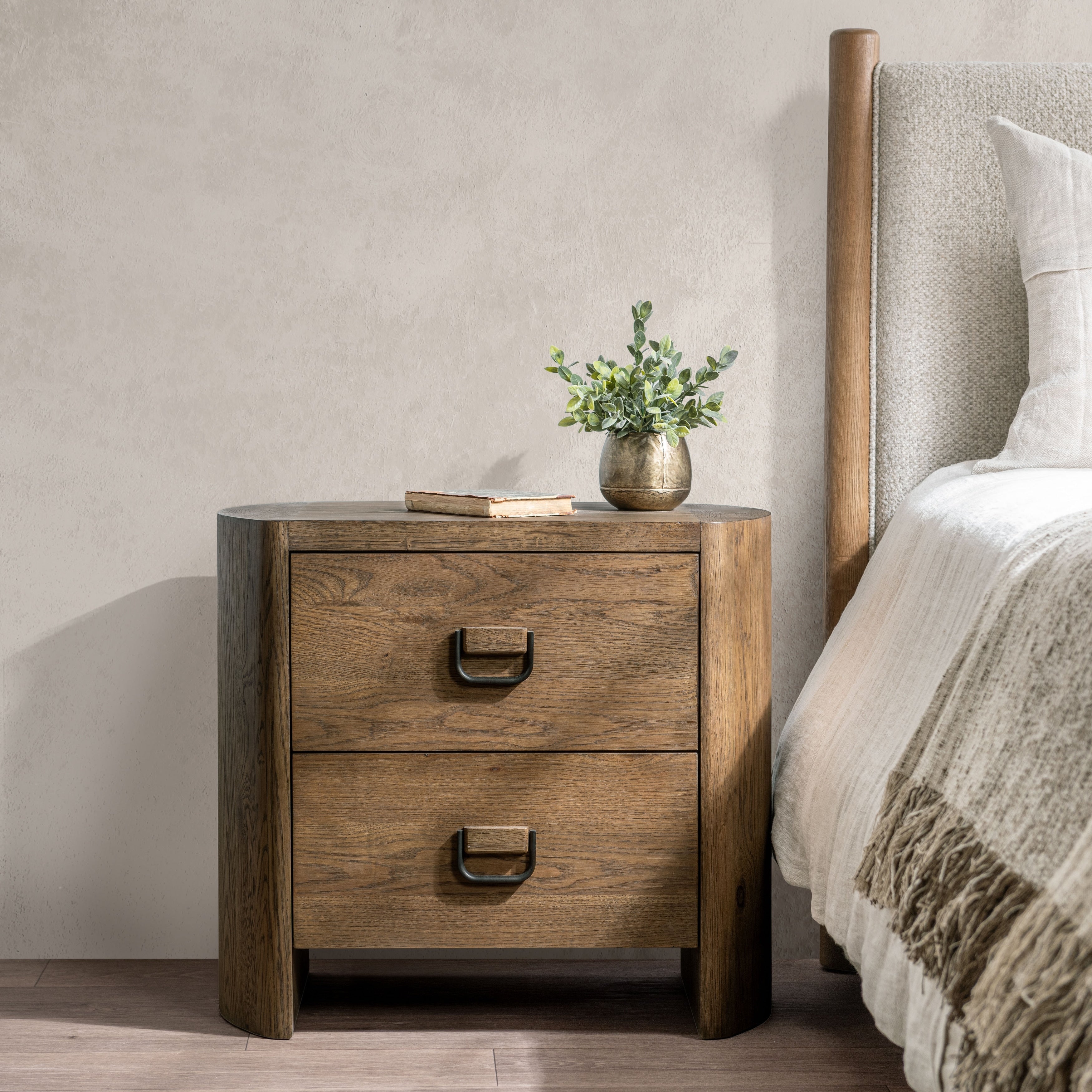 Classic Home Kyrie 2 Drawer Oak Veneer Nightstand