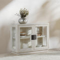 Classic Home Larson Two Door Glass And Oak Wood Cabinet