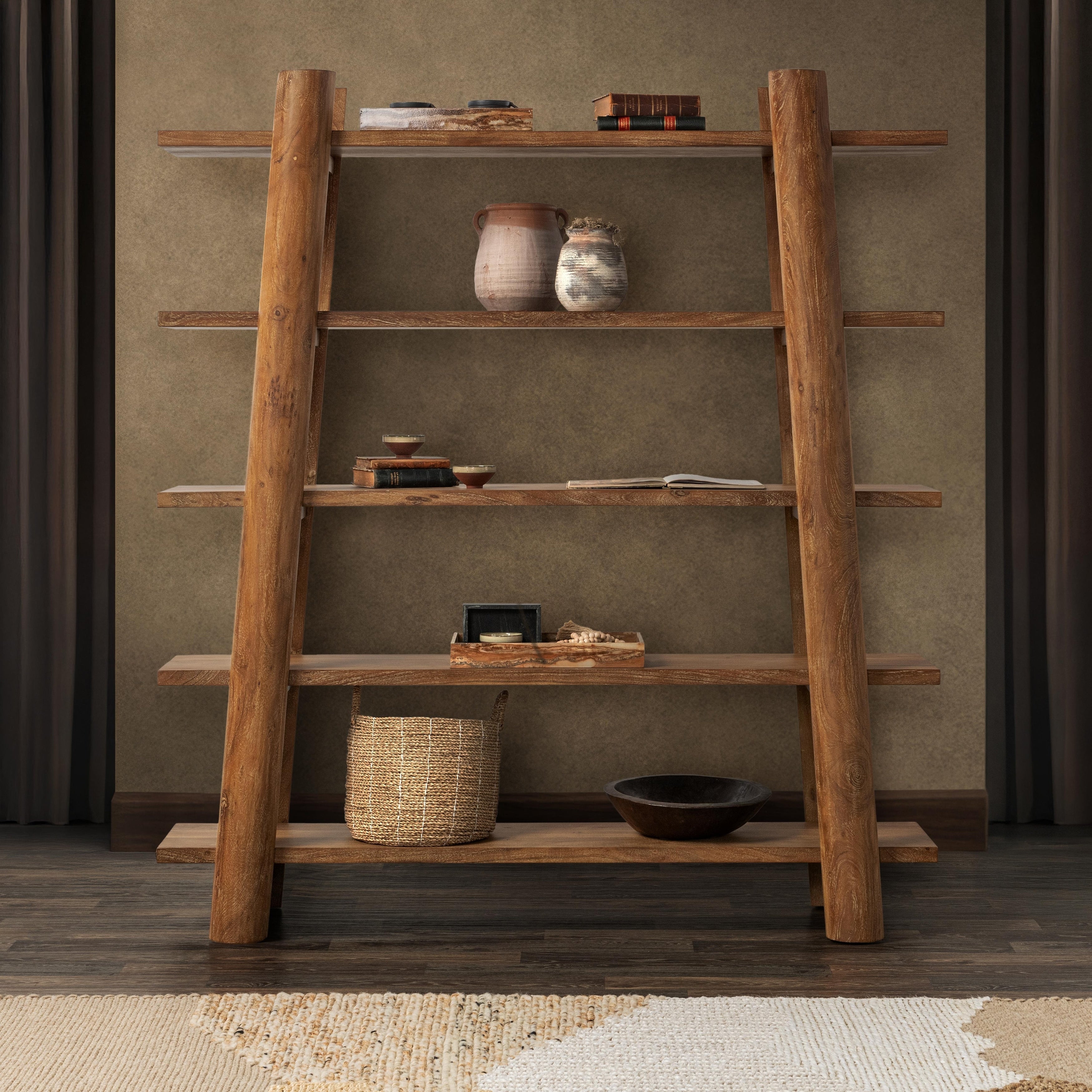 Classic Home Pomona Bookshelf In Golden Wheat