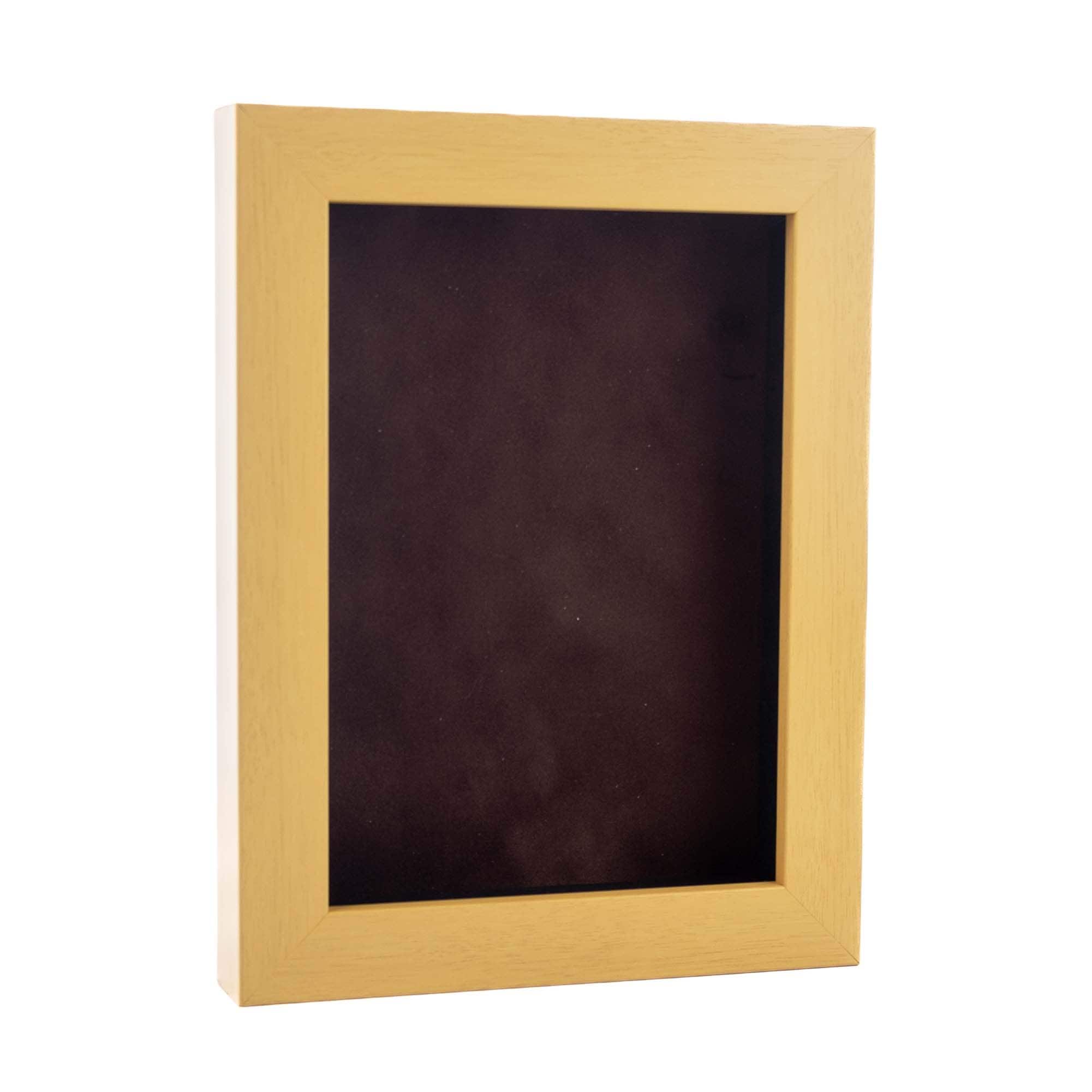 Classic Natural Wood Shadow Box Frame With Acrylic Front Brown Suede Backing 30 Sizes