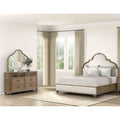 Classic Oak Finish Bed Dresser Mirror Bedroom Set 3Pc