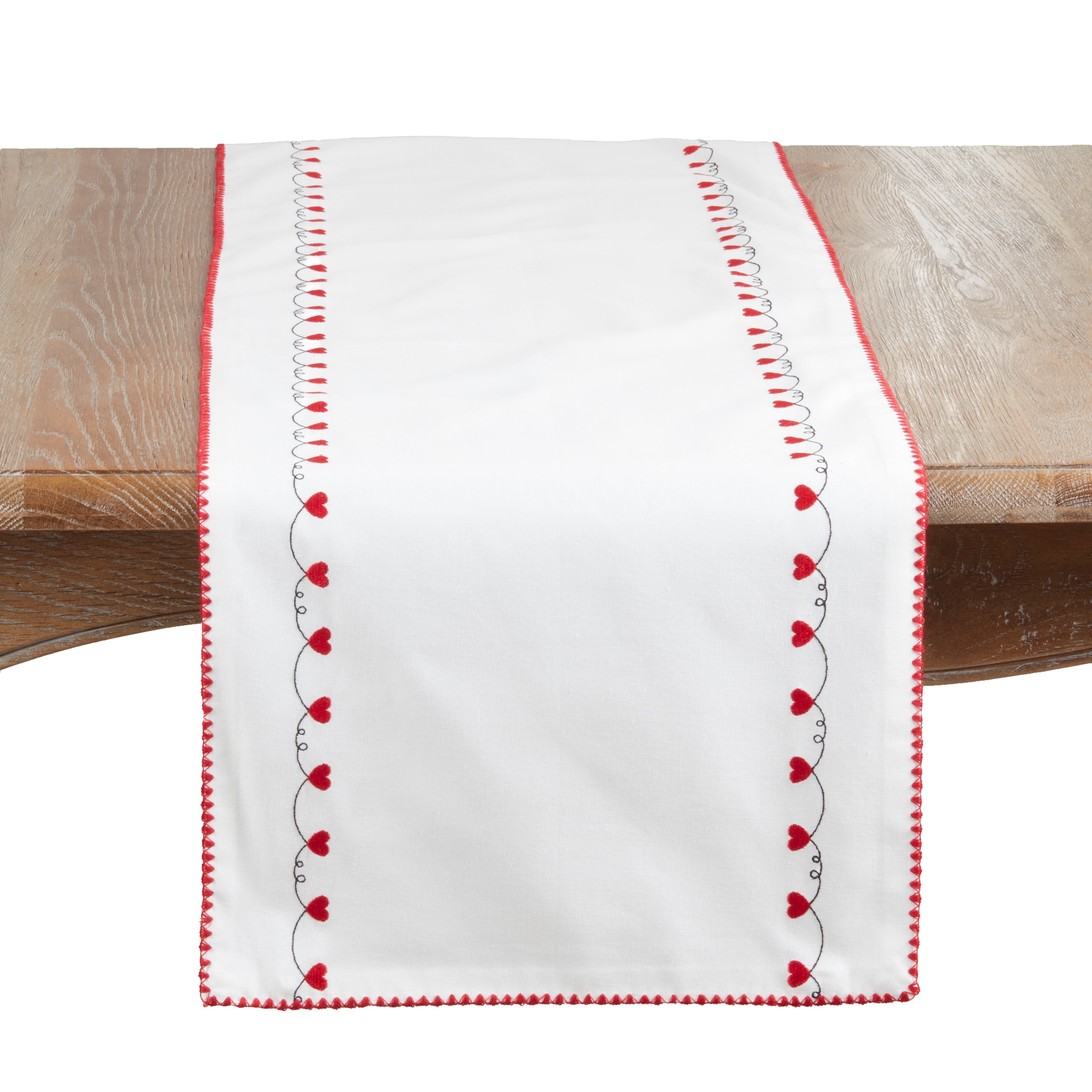Classic Printed Heart Border Table Runner Non Reversible Cotton Dining Table Runner 16 X72