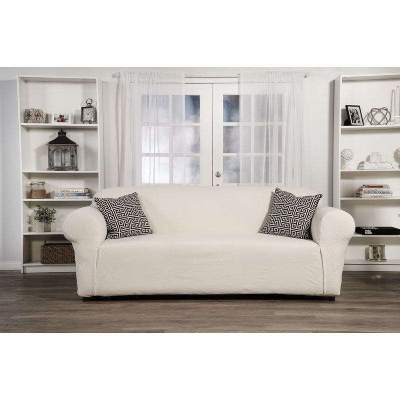 Classic Slipcovers Snowball Cotton Spandex Stretch Sofa Slipcover