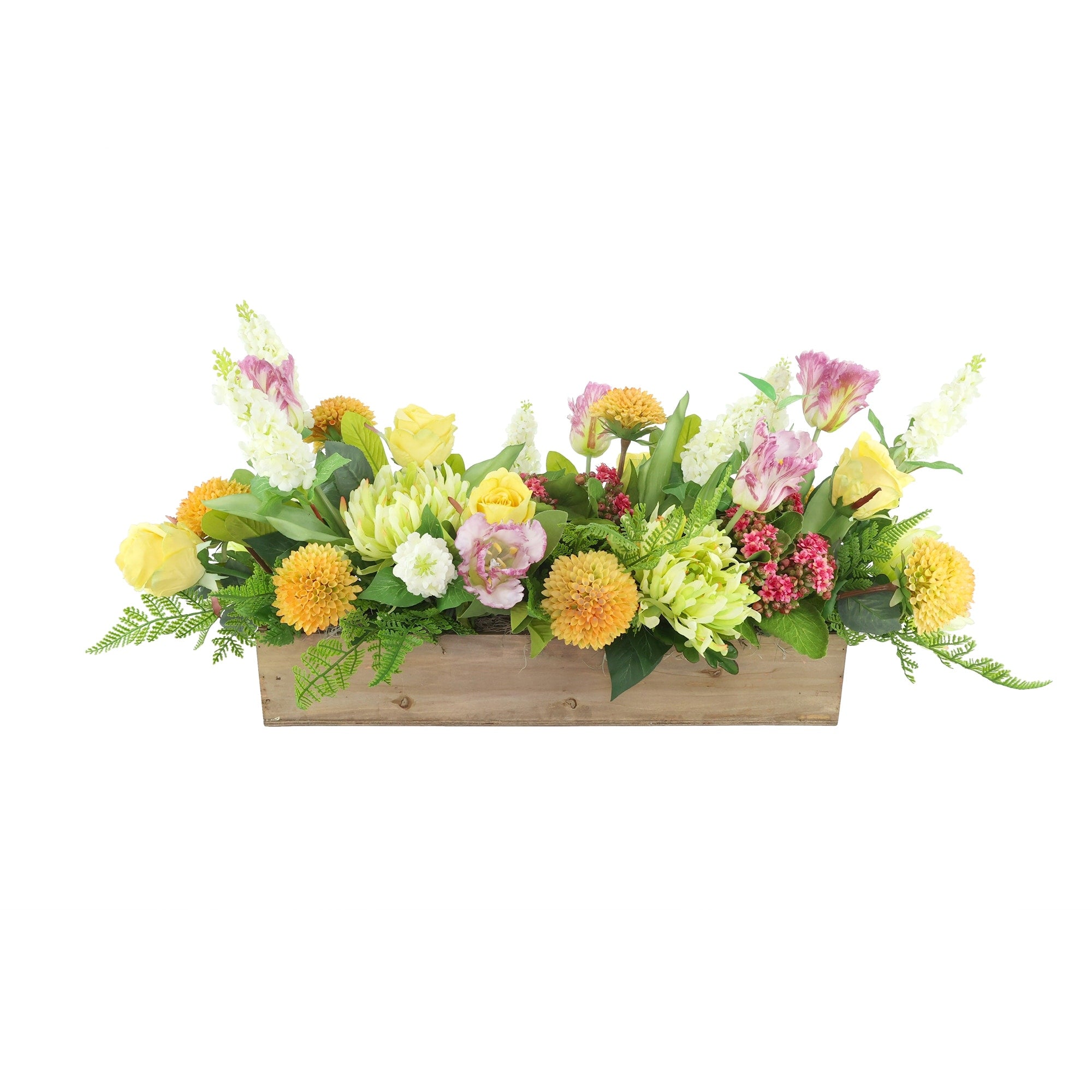 Classic Spring Centerpiece In Wood Planter 17