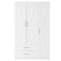 Classic Three Door Wardrobe Wood Bedroom Armoire With Hanging Rod And Shelves Spacious Storage Closet Modern Farmhouse Design
