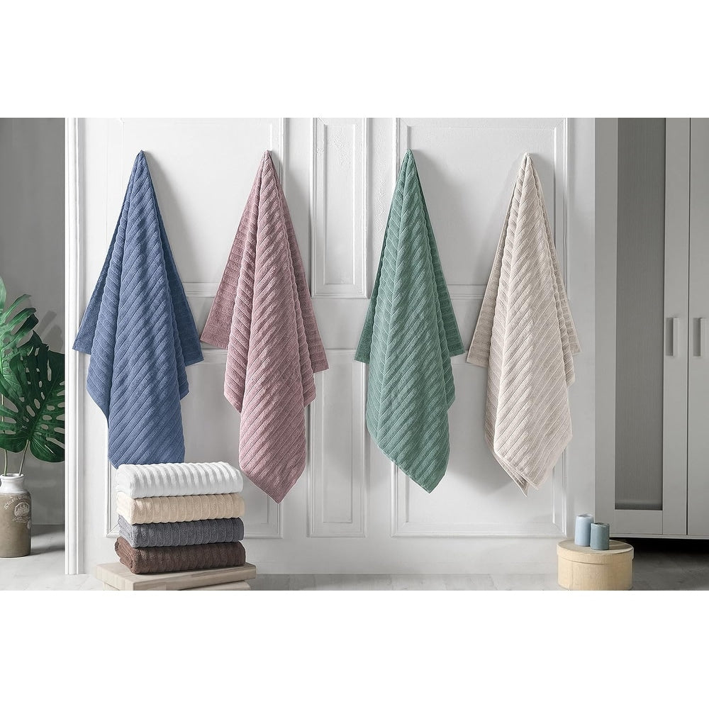 Classic Turkish Towel Cotton Ribbed Bath Sheet Towel Set Of 3 40X67