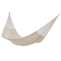 Handmade Classic White Outdoor Garden Pool Off White Natural Cotton With Nylon Knotted Rope Style Nylon Double Hammock Mexico