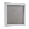 Classic White Wood Shadown Box Frame With Acrylic Front Light Brown Suede Backing 30 Sizes