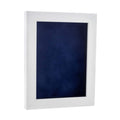 Classic White Wood Shadown Box Frame With Acrylic Front Navy Blue Suede Backing 30 Sizes