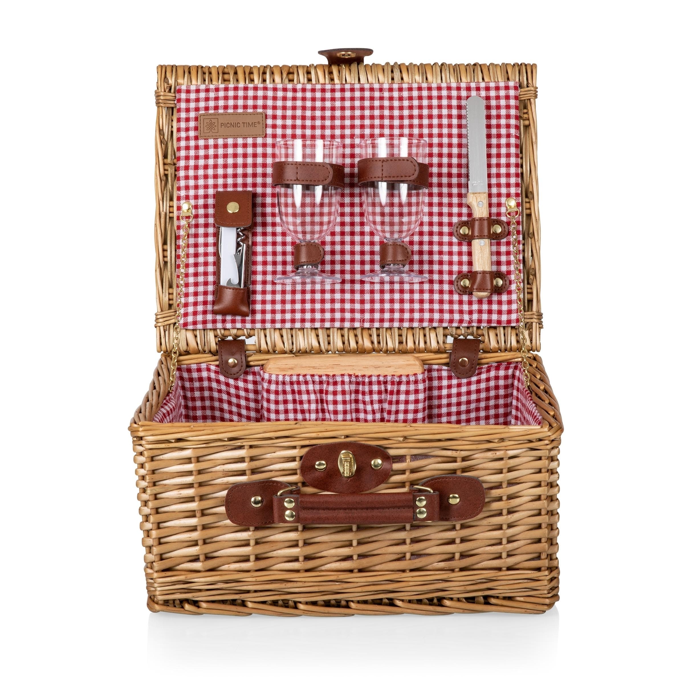Classic Wine And Cheese Basket Red And White Check